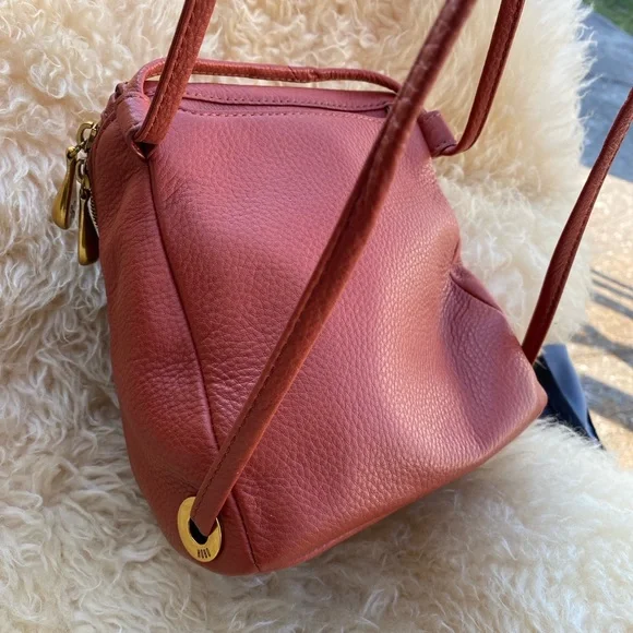 HOBO mini backpack crossbody shoulder bag rust leather gold accent - Picture 5 of 7